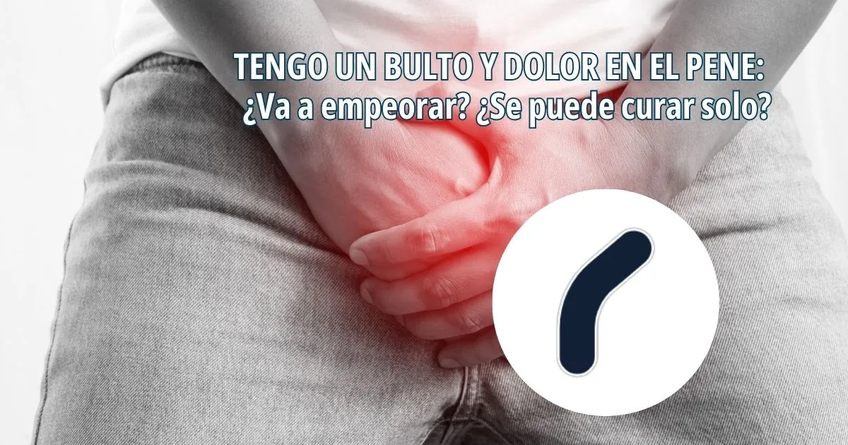hombre con dolor y símbolo de Peyronie