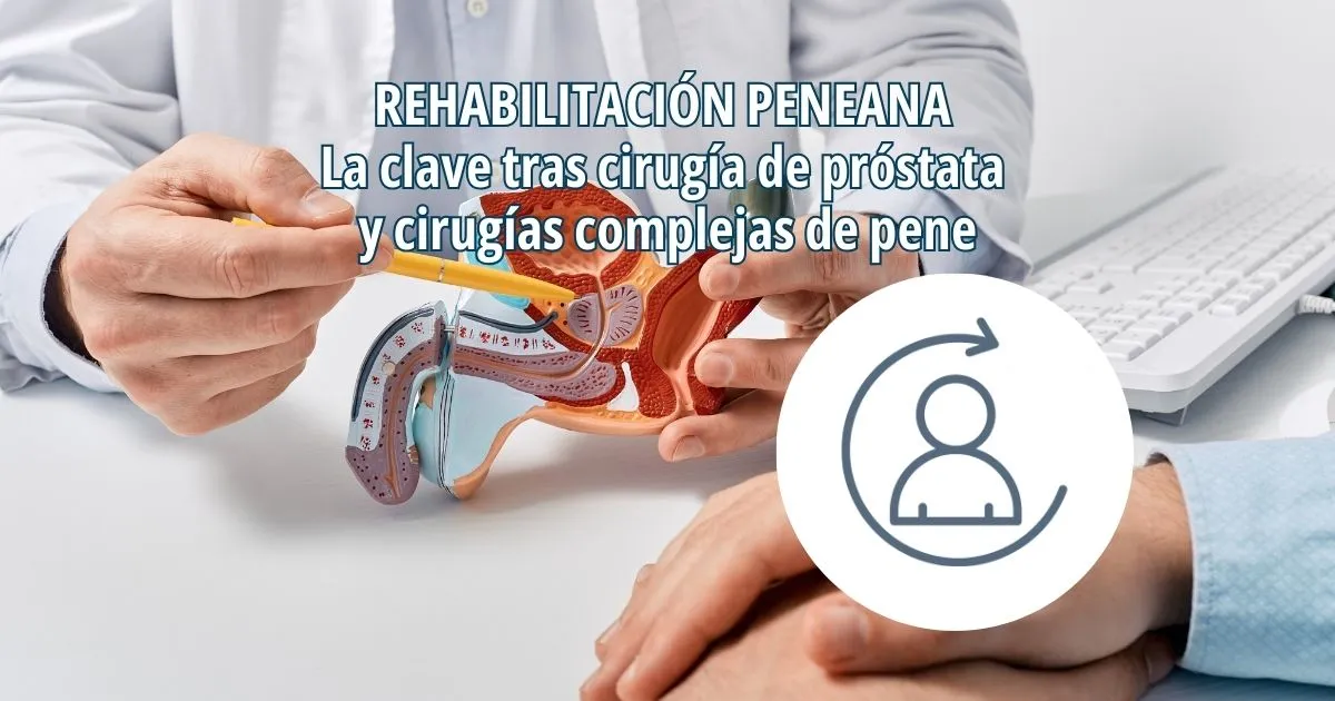Urólogo aconsejando a su paciente, símbolo gráfico de rehabilitación.