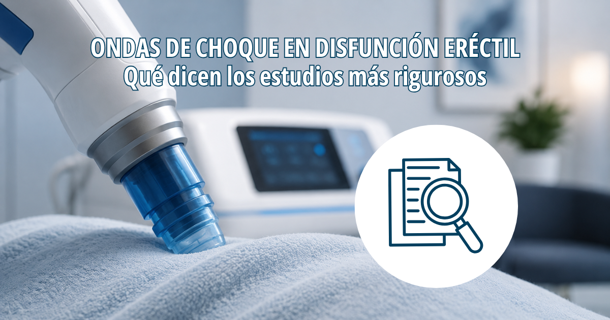 Dispositivo de ondas de choque utilizado en tratamiento para disfunción eréctil con referencia a estudios clínicos y evidencia científica
