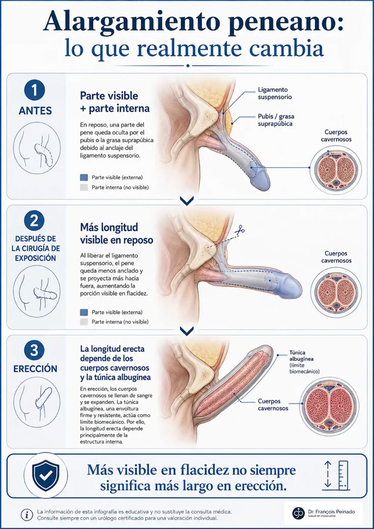 infografía alargamiento peneano