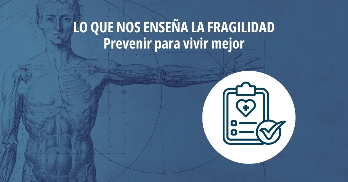 imagen antigua de anatomía humana, junto a elemento gráfico de chequeo preventivo
